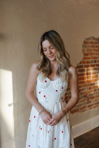 Red Floral Embroidered Dress *final sale - The Red Thread Boutique