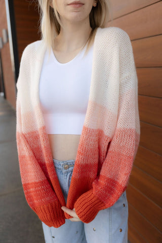 Red Ombre Sweater Cardigan *final sale - The Red Thread Boutique