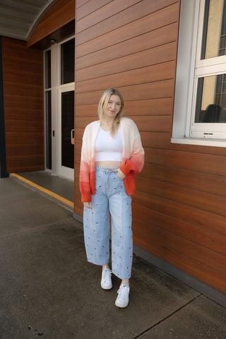 Red Ombre Sweater Cardigan *final sale - The Red Thread Boutique