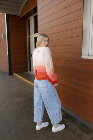 Red Ombre Sweater Cardigan *final sale - The Red Thread Boutique