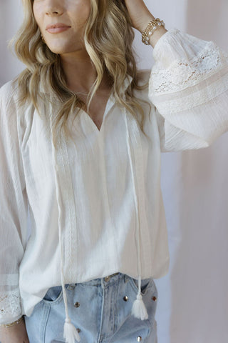Reese Chiffon Top, White - The Red Thread Boutique