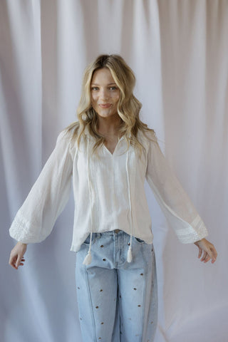 Reese Chiffon Top, White - The Red Thread Boutique