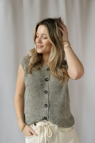 Remi Marled Knit Sweater Vest - The Red Thread Boutique