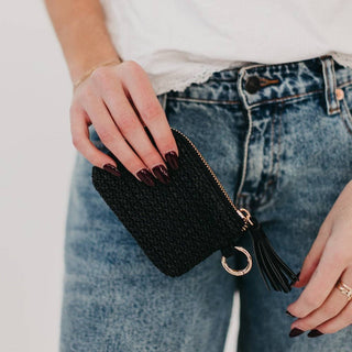 River Raffia Clippable Card Holder Wallet: Tan - The Red Thread Boutique