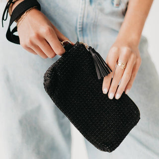 Rome Raffia Clutch Card Wallet Wristlet: Tan - The Red Thread Boutique