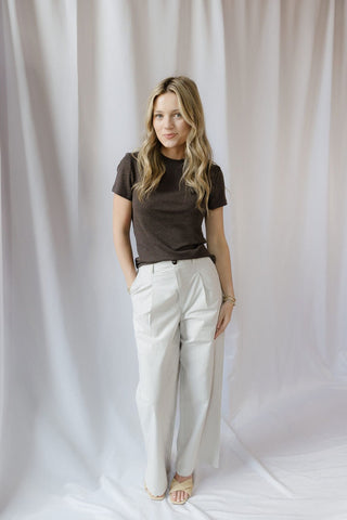 Rosalynn Stripe Pants, White/Tan Stripe - The Red Thread Boutique