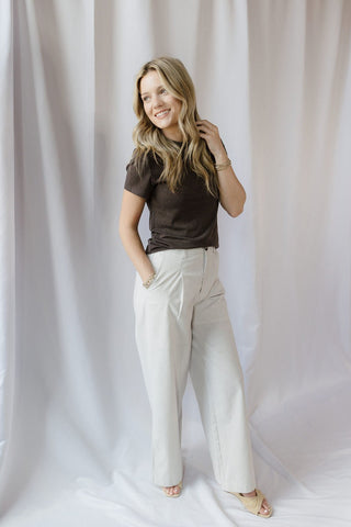 Rosalynn Stripe Pants, White/Tan Stripe - The Red Thread Boutique