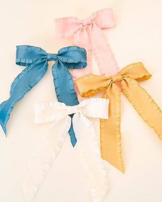 Ruffle Hair Bow - Blush - The Red Thread Boutique