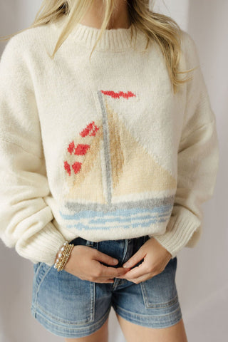 Sailboat Knit Sweater - The Red Thread Boutique