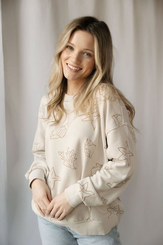Sandy Seashell Sweatshirt - The Red Thread Boutique
