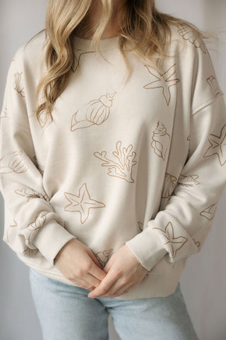 Sandy Seashell Sweatshirt - The Red Thread Boutique