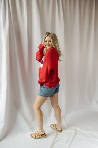 Sardines Knit Sweater, Red - The Red Thread Boutique