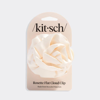Satin Rosette Medium Flat Cloud Clip - Cream - The Red Thread Boutique