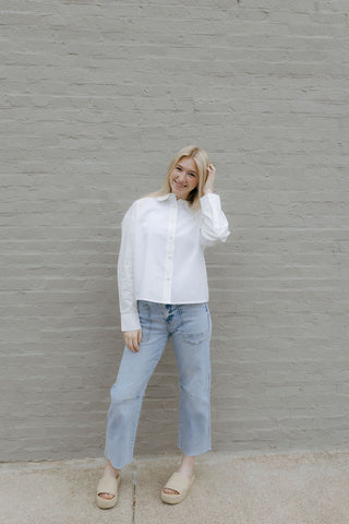 Scallop Collar Shirt, White *final sale* - The Red Thread Boutique