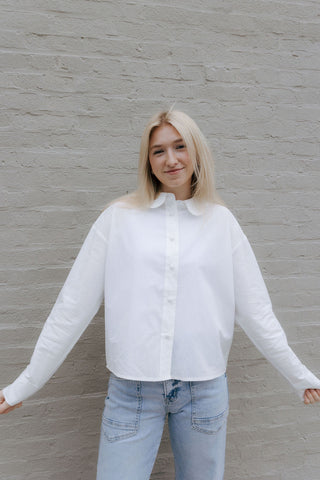 Scallop Collar Shirt, White *final sale* - The Red Thread Boutique