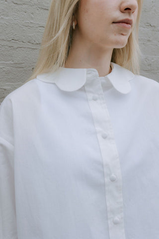 Scallop Collar Shirt, White *final sale* - The Red Thread Boutique