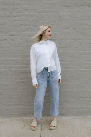 Scallop Collar Shirt, White *final sale* - The Red Thread Boutique