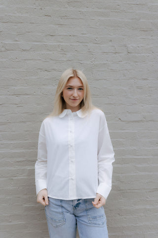 Scallop Collar Shirt, White *final sale* - The Red Thread Boutique
