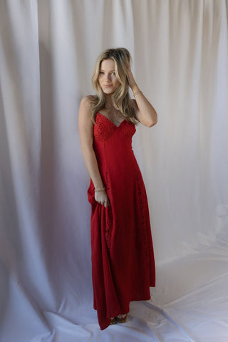 Scarlet Crochet Dress, Red - The Red Thread Boutique