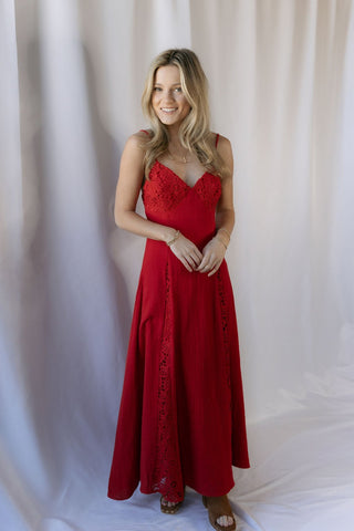 Scarlet Crochet Dress, Red - The Red Thread Boutique