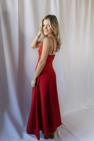 Scarlet Crochet Dress, Red - The Red Thread Boutique