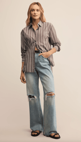 Seaport Striped Poplin Button Up by Z Supply *final sale* - The Red Thread Boutique