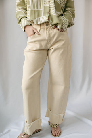 Sedona Cuffed Crop Barrel Jeans - The Red Thread Boutique