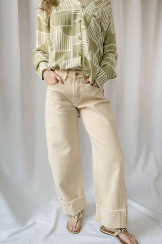 Sedona Cuffed Crop Barrel Jeans - The Red Thread Boutique