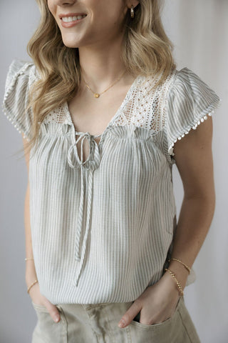Selah Lace Top, Grey - The Red Thread Boutique