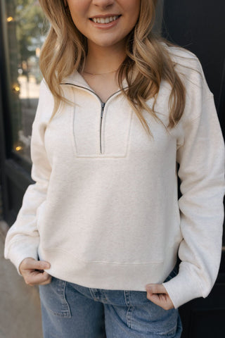 Serenity Quarter Zip, H. Oatmeal - The Red Thread Boutique