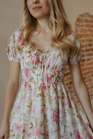 Shirred Floral Mini Dress, Pink *final sale - The Red Thread Boutique