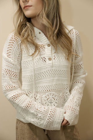 Skye Crochet Hooded Sweater - The Red Thread Boutique