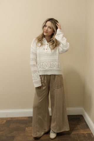 Skye Crochet Hooded Sweater - The Red Thread Boutique