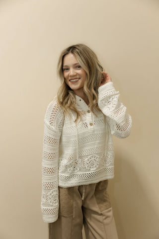 Skye Crochet Hooded Sweater - The Red Thread Boutique