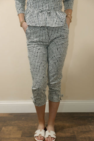 Sofie Gingham Embroidered Capri Bottom - The Red Thread Boutique