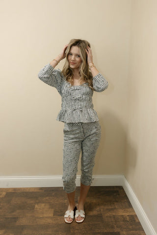 Sofie Gingham Embroidered Smocked Top - The Red Thread Boutique