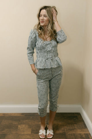 Sofie Gingham Embroidered Smocked Top - The Red Thread Boutique