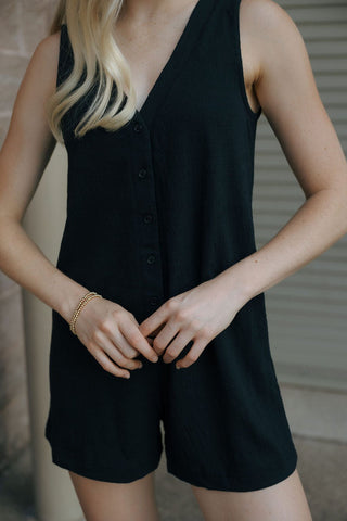 Solace Textured Romper, Black *final sale* - The Red Thread Boutique