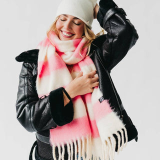 Stevie Striped Tassel Scarf: Pink/Cream *final sale* - The Red Thread Boutique