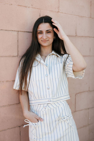 Stripe Jacket, Blue/Off White *final sale - The Red Thread Boutique