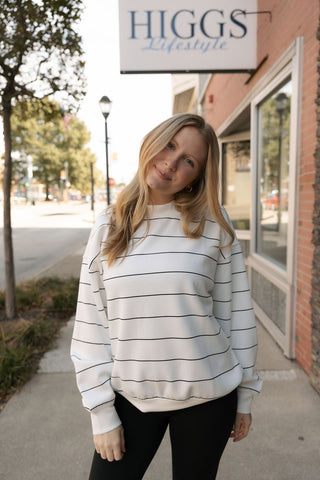 Stripe Long Sleeve Top, Cream/Black - The Red Thread Boutique