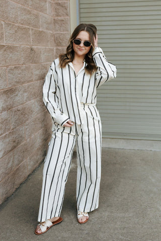 Stripe Straight Leg Pants, Black *final sale - The Red Thread Boutique