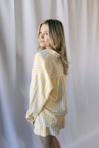 Sunny Days Stripe Button Up, Yellow - The Red Thread Boutique