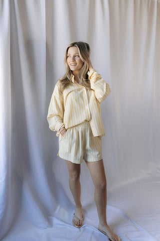 Sunny Days Stripe Button Up, Yellow - The Red Thread Boutique