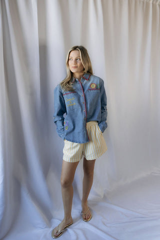 Sunny Days Stripe Shorts, Yellow - The Red Thread Boutique