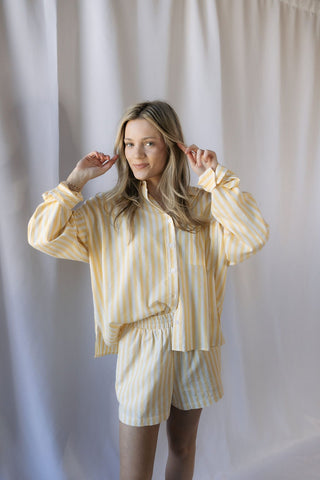 Sunny Days Stripe Shorts, Yellow - The Red Thread Boutique