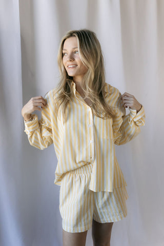 Sunny Days Stripe Shorts, Yellow - The Red Thread Boutique