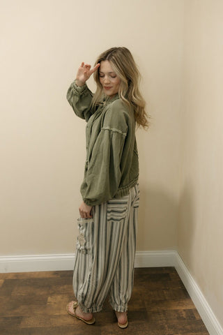 Tahoe Vintage Trim Cardigan, Olive - The Red Thread Boutique