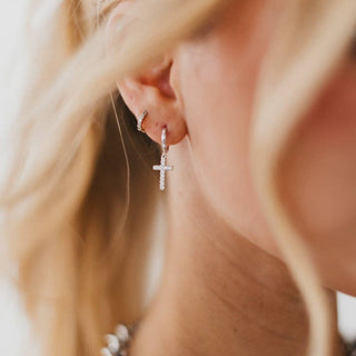 Taryn Diamond Cross Earrings: Gold - The Red Thread Boutique