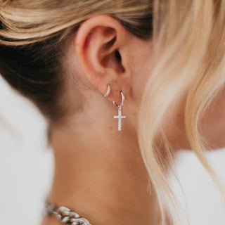 Taryn Diamond Cross Earrings: Gold - The Red Thread Boutique